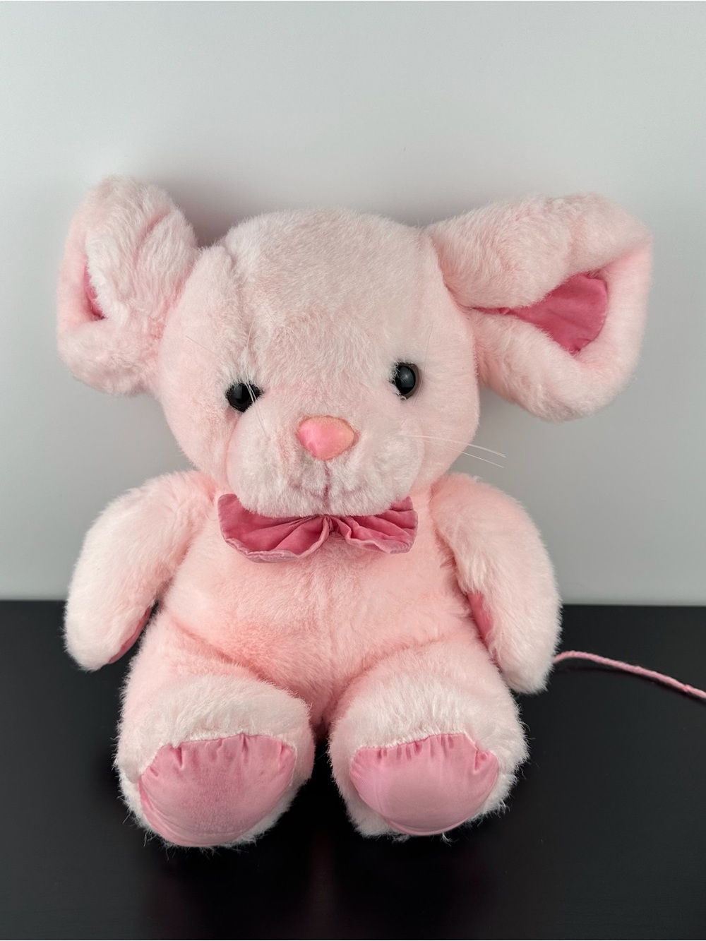 Russ Berrie RARE Muenster Pink Mouse with Bow 11” #7609 Plush Stuffed Animal Rat